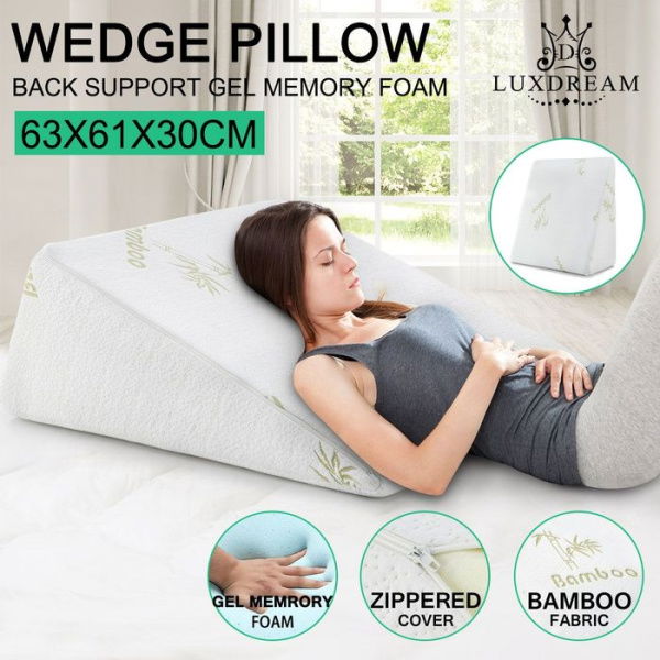 Cool Gel Wedge Pillow Memory Foam Back Support Cushion Antibacterial Luxdream