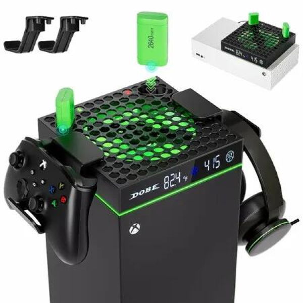 Cooling Fan with Fast Charger Station for X-box Series X/S, Automatic Fan Speed Adjustable by Temperature