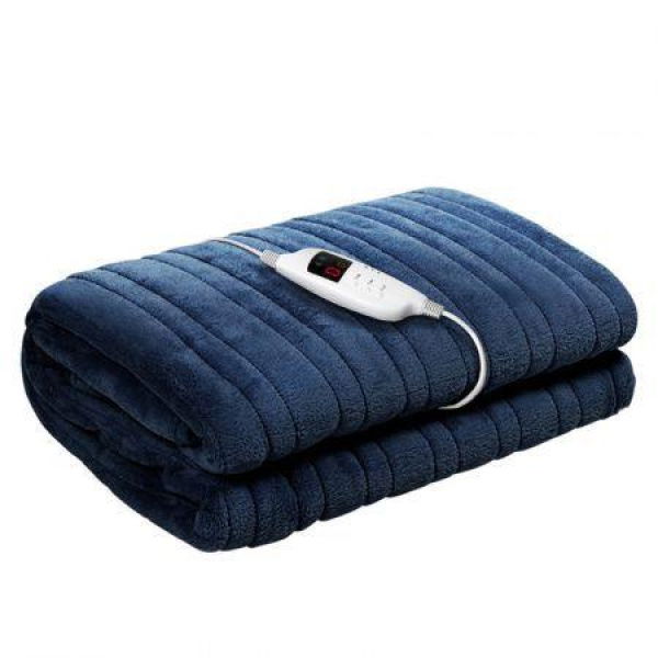 Coral Fleece Electric Throw Blanket - Navy