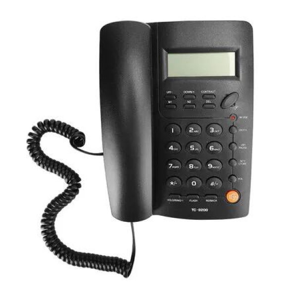 Corded Home Phone, 2 Direct Memories, 2 Ringer Levels, Caller ID, Flashing Light, Hands Free, for Home Office Hotel Restaurant Easy, Black