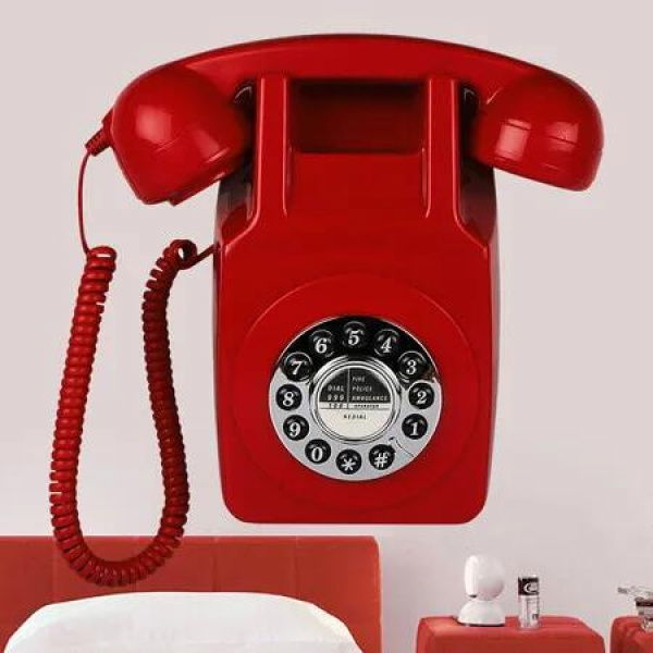 Corded Landline Phone for Home, Wall Mounted Retro Telephone, 1960s Old Fashion Antique Phones with Loud Ringer for Seniors (Red)