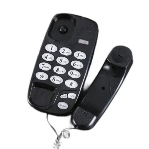 Corded Landline Telephone Wall Mountable Desktop Mute Pause Redial Flash Home Office Hotel Bathroom Black