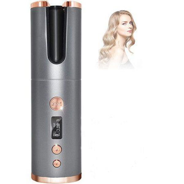 Cordless Automatic Hair Curler With LCD Temperature Display And Adjustable Timer USB Charging And Portable