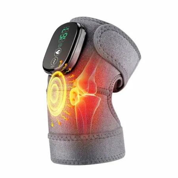 Cordless Electric Heated Knee Massager, 3-in-1 Heated Knee Massager with Heat for Knee Elbow Shoulder Wrap with 3 Vibration & Heating Modes