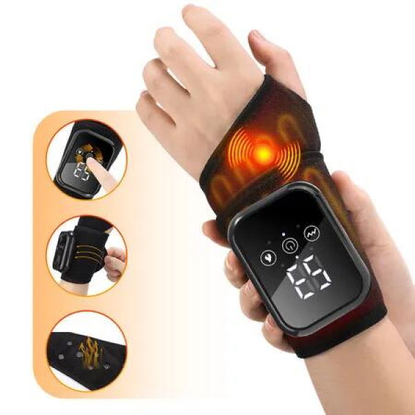 Cordless Electric Hot Compress Hand Strap Massage Belt Heating Airbag Wrist Massager with Vibration