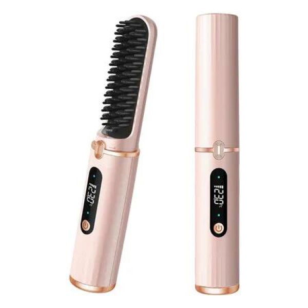 Cordless Hair Straightener Brush for Women,Electric Hair Straightening Comb,30s Fast Heating,USB Rechargeable, Portable Hair Straightening Brush for Travel, 1 Pack