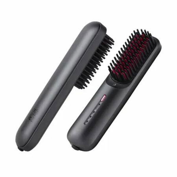 Cordless Hair Straightener Brush,Rechargeable Portable Straightening Brush for Women, Mini Negative Ion Hot Comb for Travel 3 Temperature Settings