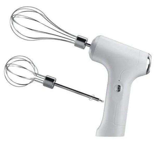 Cordless Hand Mixer, Handheld Electric Whisk with 3 Speed Modes, Hand Held Egg Beater with 2 Detachable Stir Whisks,White