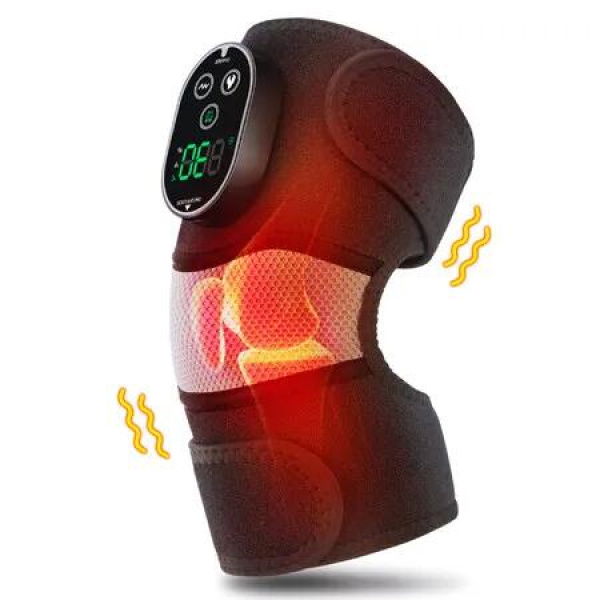Cordless Heated Knee Massager, 3-in-1 Electric Knee Massager with Heat for Knee Elbow Shoulder Wrap with 3 Vibration & Heating Modes