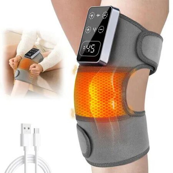 Cordless Knee Massager for Pressure Relief, Electric Heated Knee Brace with 5 Heat Levels & 3 Massage Modes, Ideal Gifts for Men and Women
