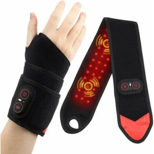 Cordless Rechargeable Infrared Heating Pad Red Light Therapy Wrist Wrap for Hand, Finger, and Joint Discomfort for Office Workers and Sports Enthusiasts