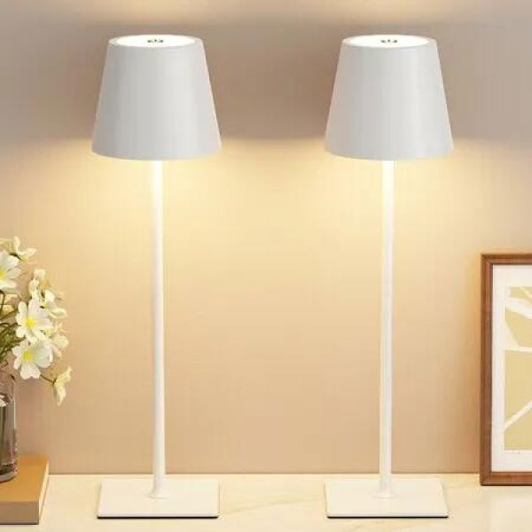Cordless Rechargeable Table Lamp 5000mAh Battery Operated Lamps,3 Colors Stepless Dimming Touch Lamp,2 Pack,White