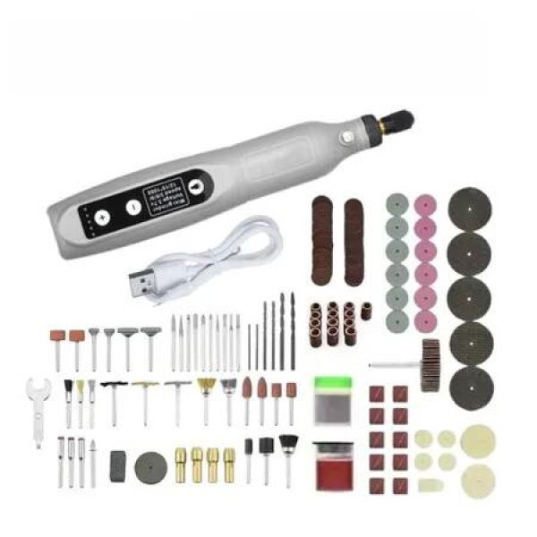Cordless Rotary Tool 5 Speed Grinder Electric Detail Sander Engraving Pen for Sanding,Polishing,Drilling,Etching,Engraving,DIY Crafts Color Grey