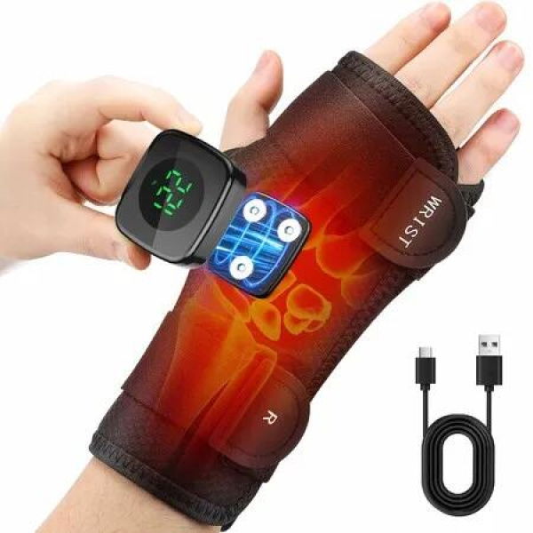 Cordless Wrist Heating Pad Heated Wrap Brace With 3 Heat Levels,Hand Heating Pad,Hand Brace for Support,Gifts for Family (Right Hand)