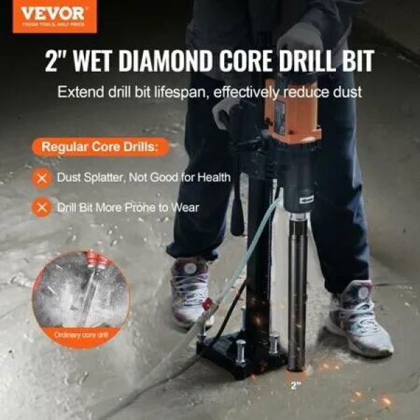 Core Drill Bit, 2' Wet Diamond Core Drill Bits, 14' Drilling Depth Concrete Core Drill Bit with Saw Blade, 1-1/4'-7 Inner Thread, Laser Welding, Diamond Wet Coring Bit for Concrete Brick