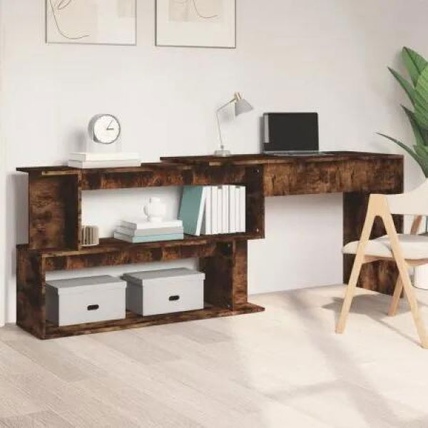 Corner Desk Smoked Oak 200x50x76 cm Engineered Wood