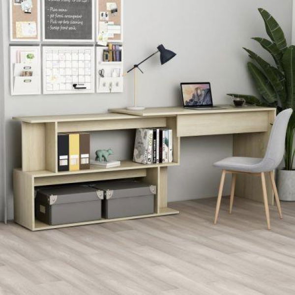 Corner Desk Sonoma Oak 200x50x76 Cm Chipboard