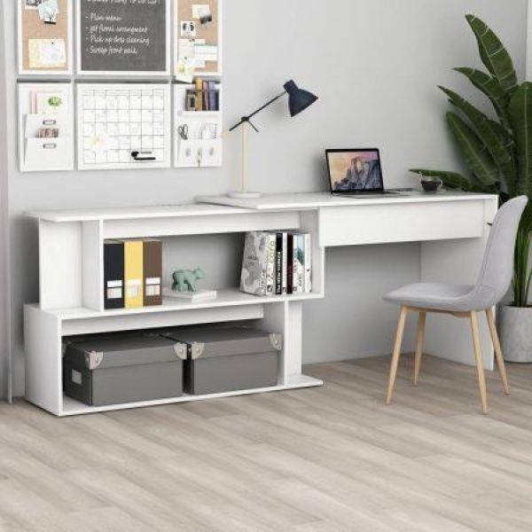 Corner Desk White 200x50x76 Cm Chipboard