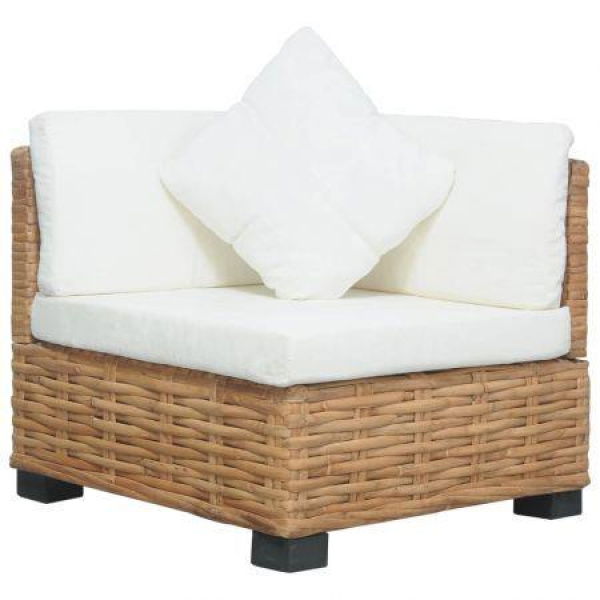 Corner Sofa With Cushions Natural Rattan