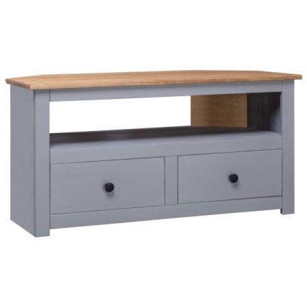 Corner TV Cabinet Grey 93x49x49 Cm Solid Pine Panama Range