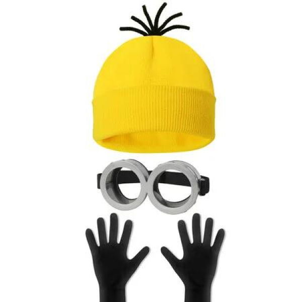 Costume Halloween Accessories 3 Pcs Goggles Glasses Yellow Beanie Gloves Men Women Cosplay Party Set Dress Up Fun