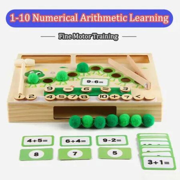 Counting Toys Kids Caterpillar Math Counting Manipulatives STEM Educational Math Learning Toy for Boys Girls Wooden Montessori Toys