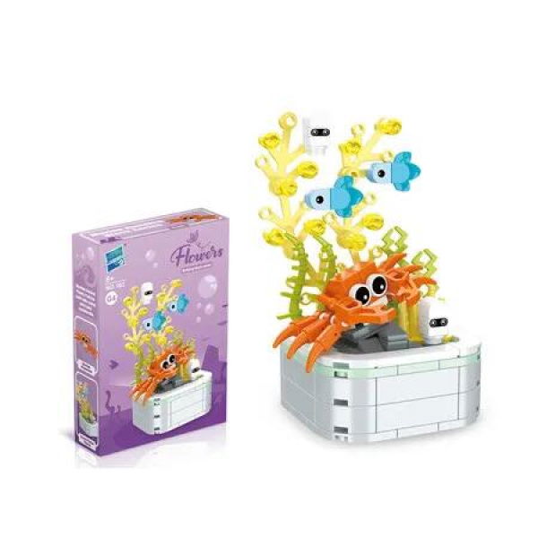 Crab Potted Plant Building Block Toy Ocean Potted Plant Series Ornaments Childrens Early Education Exquisite Flower Bonsai Building Blocks