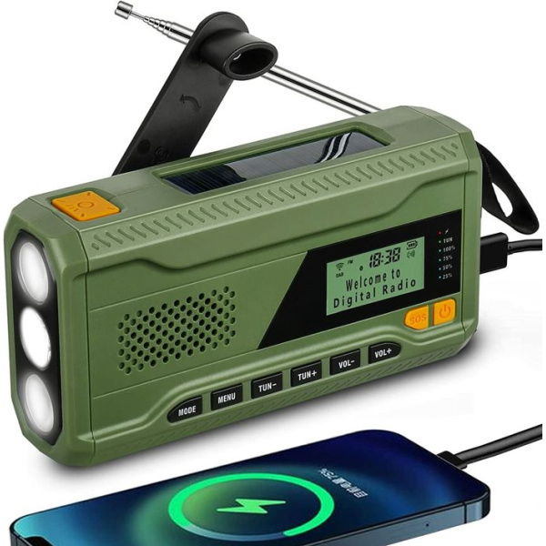 Crank Radio With Mobile Phone Charging Function Solar DAB FM Solar Radio For Hiking Camping Outdoor