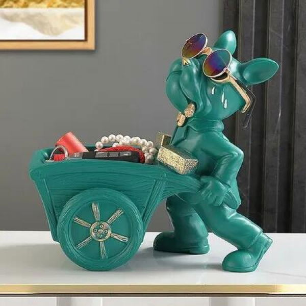 Creative Bulldog Key Storage Tray Decoration Living Room Porch Office Desktop Method Dogfighting Home Decoration,Green