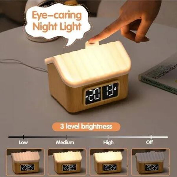 Creative Cartoon House Wake-up Light White Noise Night Light Clock Cartoon House Children's Companion Sleep Plug-in Night Light Gifts