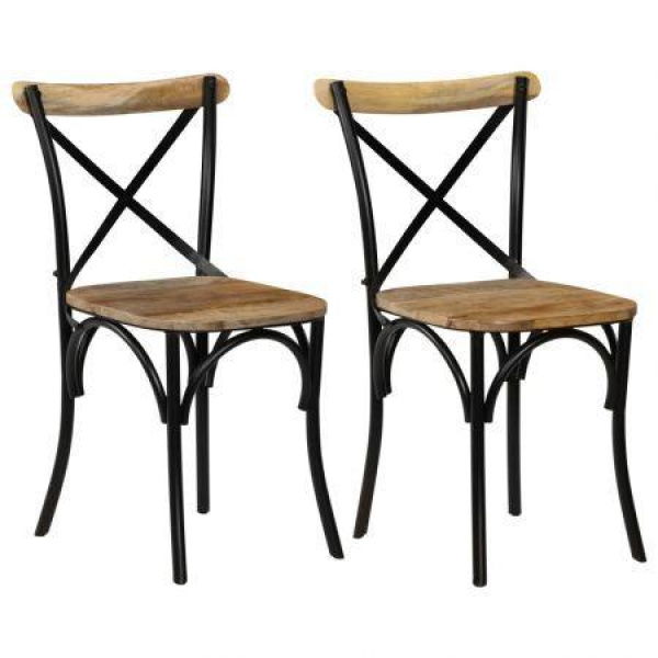 Cross Chairs 2 Pcs Solid Mango Wood 51x52x84 Cm Black