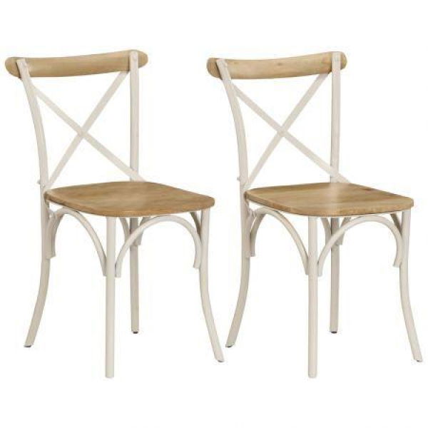 Cross Chairs 2 Pcs Solid Mango Wood 51x52x84 Cm White