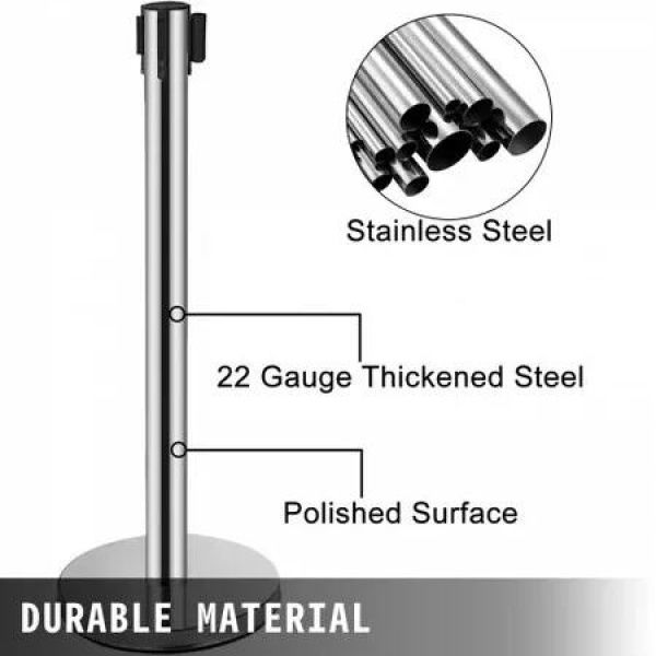 Crowd Control Stanchions Barriers 6-Pack with 3PCS Retractable Belts