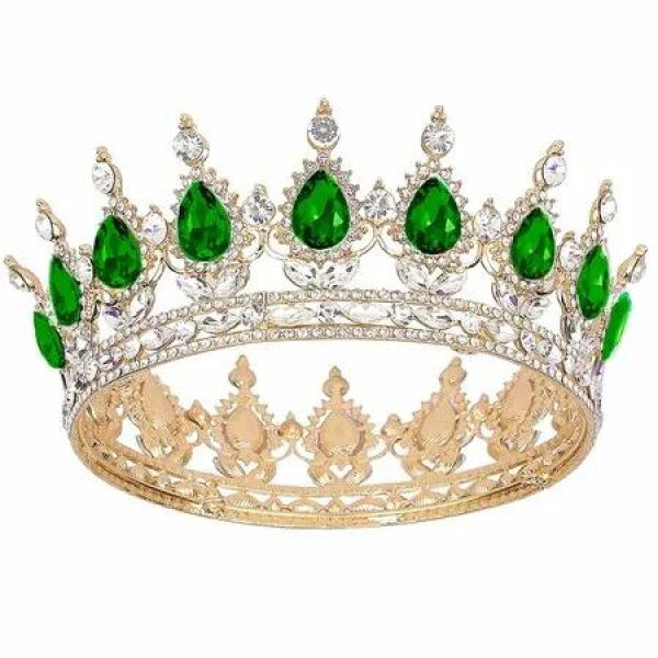Crown for Women,Queen Crown Tiara for Princess Party,Gold Green
