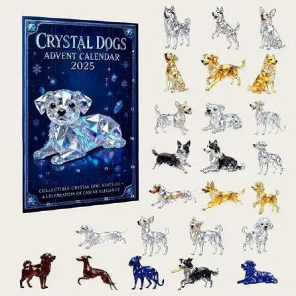Crystal Dog Advent Calendar 24DAYS Christmas TREE Collectable Advent Calendar Blind Box 2D Flat Acrylic Ornament Countdown Christmas Girls Gift Ver.A