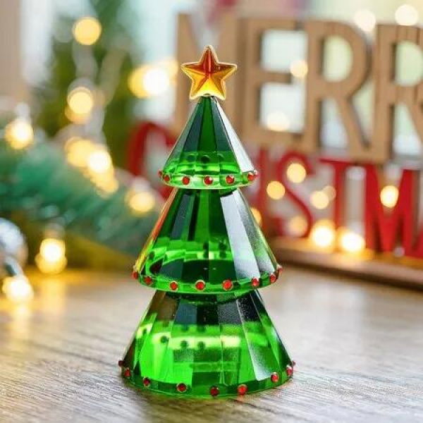 Crystal Glass Christmas Tree Holiday Figurine