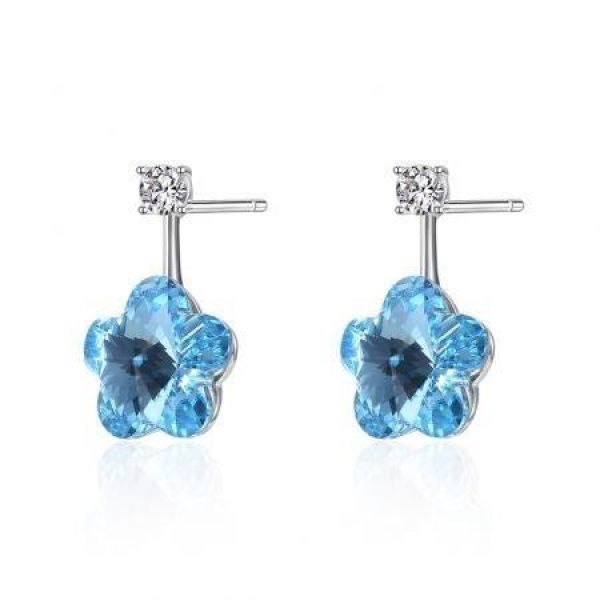 Crystal S925 Sterling Silver Lovely Flower Pop Earrings