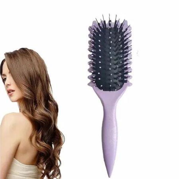 Curl Defining Brush, Curly Hair Brush Boar Bristle Hair Brush Styling Brush for Detangling, Shaping and Defining Curls For Women and Men Less Pulling, Purple