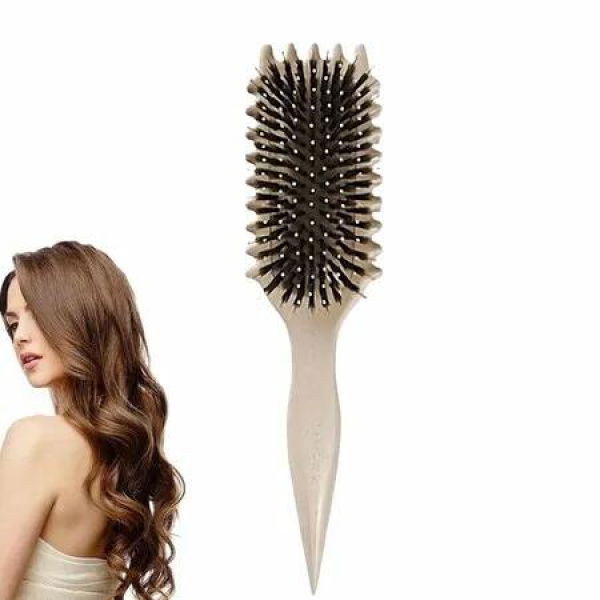 Curl Defining Brush, Curly Hair Brush Boar Bristle Hair Brush Styling Brush for Detangling, Shaping and Defining Curls For Women and Men Less Pulling, White Milk