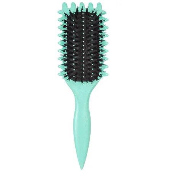 Curl Defining Brush for Men Women Hair Styling Tool Gentle on Curls Anti-Pull Design Green Colour