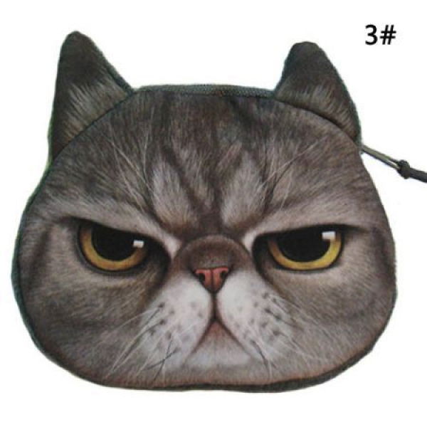 Cute Cat Face Zipper Mini Wallet #3