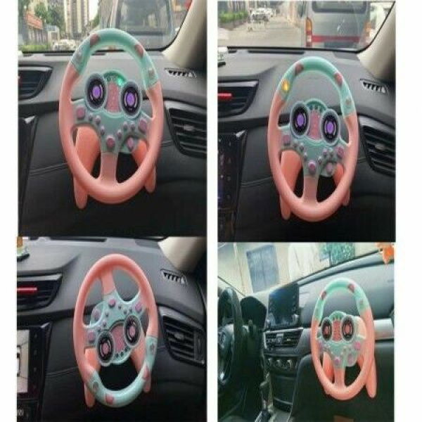 Cute Children Steering Wheel Toys With Light Simulation Driving Sound Music Funny Educational Baby Electronic Travel Kids Toys Col Pink