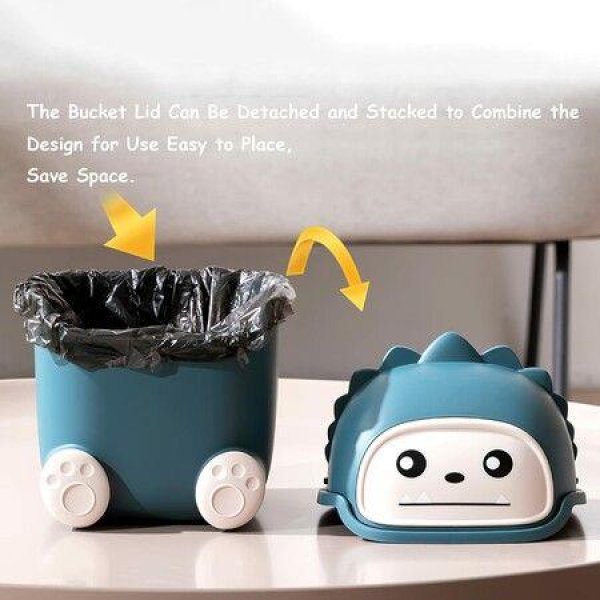 Cute Desktop Flip Trash Can - Cute Animal Shape Trash For Bathrooms Kitchens Offices - Waste Basket (Dark Blue)