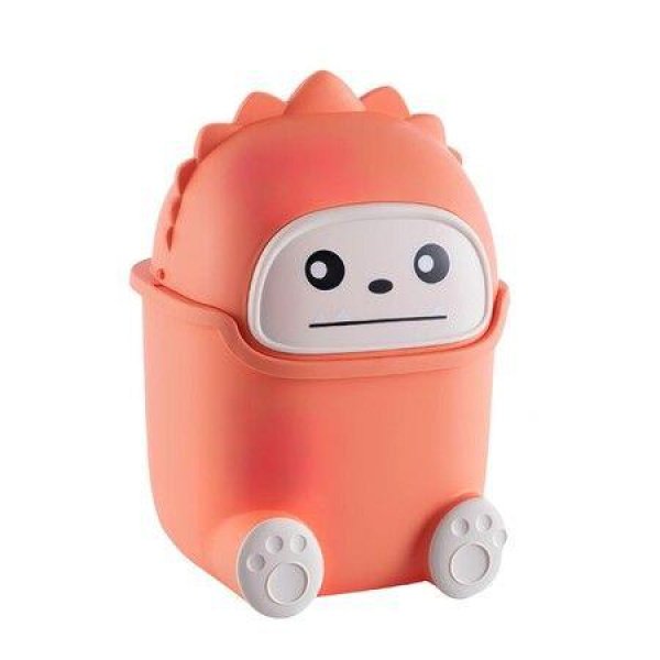 Cute Desktop Flip Trash Can - Cute Animal Shape Trash For Bathrooms Kitchens Offices - Waste Basket (Orange)