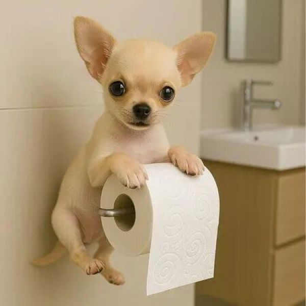 Cute Dog Toilet Paper Roll Holder, 3D Animal Towel Holder Wall Mount Tissue Paper Roll Storage Stand for Bathroom Decor