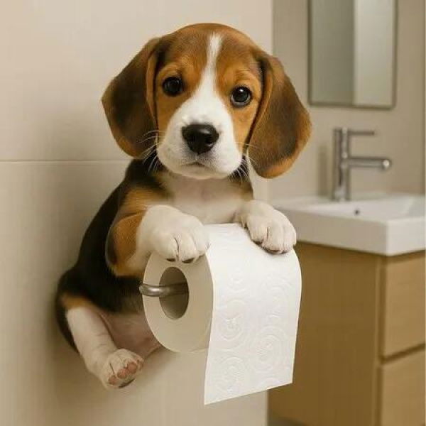 Cute Dog Toilet Paper Roll Holder, 3D Animal Towel Holder Wall Mount Tissue Paper Roll Storage Stand for Bathroom Decor