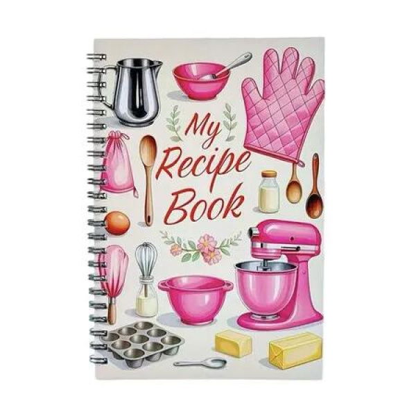Cute Recipe Notebook with Coil Binding for Easy Writing, Spiral Bound Cooking Journal for Chefs, Bakers and Food Lovers for Convenient Recipe Recording