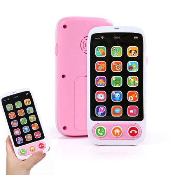 Cute Touch Mobile Phone Music Toy Designed With Lighting Function For Learning Sound Education Effects Playing For Children (Pink)