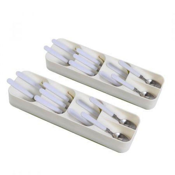 Cutlery Organiser Drying Tray Kitchen Drawer Organizer Spoon Divider Box X2