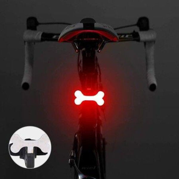 Cycling Lights - USB Rechargeable Rear Bike With 5 Kinds Of Light Mode Monochrome Bone Fits Any Road Bike